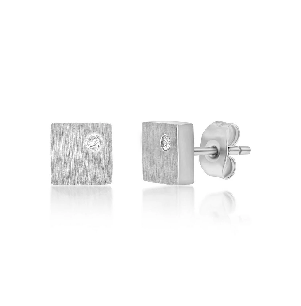 Metallo Stainless Steel, Set of 3 Cz Stud Earrings