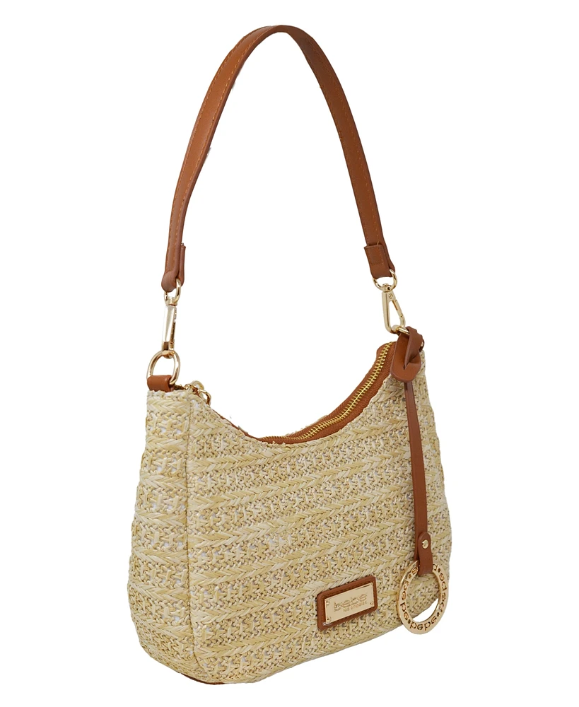 Bebe Eva Straw Small Shoulder Bag