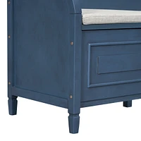 Streamdale Furniture Rustic Style Solid Wood Entryway Multifunctional Storage Bench With Safety Hinge (Gray Wash+ Beige)