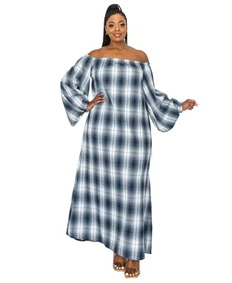 L I V D Plus Size Zoe Flannel Maxi Dress