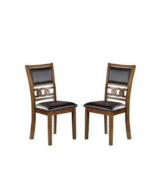 Set Of 2 Upholstered Dining Chair In Walnut Finish