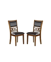 Set Of 2 Upholstered Dining Chair In Walnut Finish
