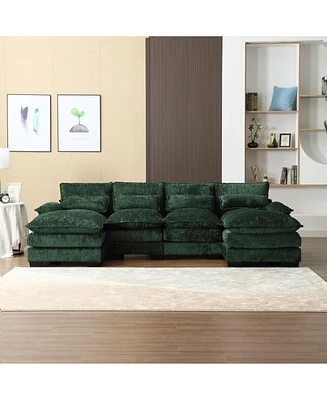 Modern Large chenille Fabric U-Shape Sectional Sofa