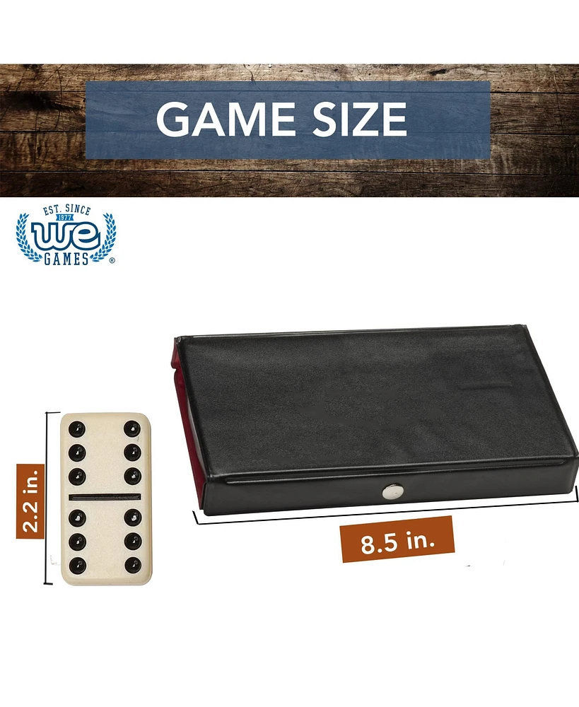 We Games Double 6 Dominoes - Ivory with Black Vinyl Case