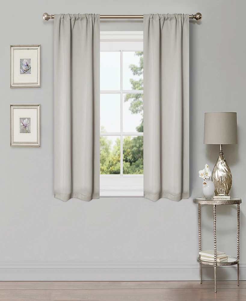 Superior Solid Classic Modern Wrinkle Resistant Room Darkening 2-Piece Curtain Set with Rod Pocket