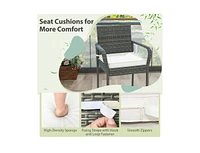 Slickblue All Weather Pe Rattan Bar Chairs Set of 4 with Armrests and Seat Cushions for Porch Backyard