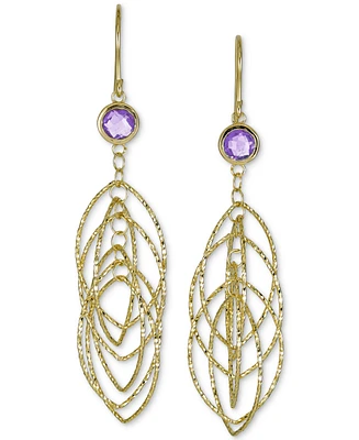 Amethyst Bezel Spiral Drop Earrings (1-5/8 ct. t.w.) 14k Gold-Plated Sterling Silver (Also Onyx & Sky Blue Topaz)