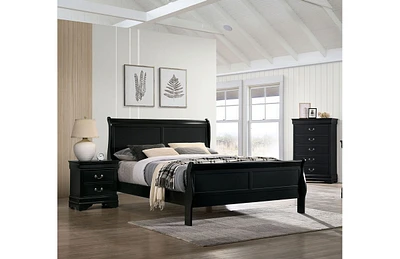 Queen Size Bed Louis Philippe Solid Wood 1 Piece Bed Bedroom Sleigh Bed
