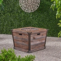 Square Concrete Fire Pit - 40,000 Btu - Brown