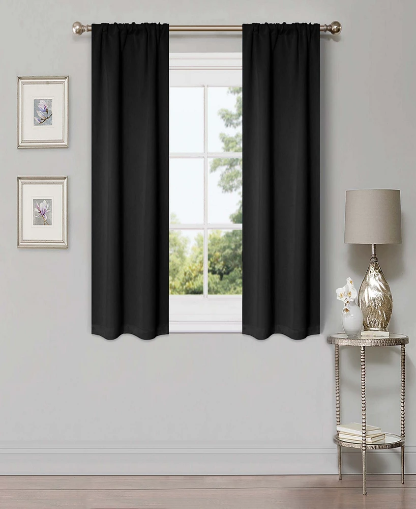 Superior Solid Classic Modern Wrinkle Resistant Room Darkening 2-Piece Curtain Set with Rod Pocket