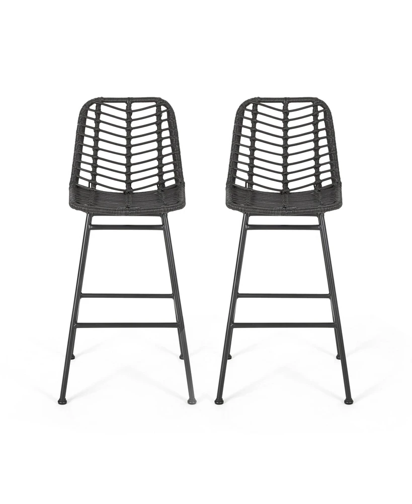 Exclusive Wicker Barstools for Chic Outdoor Ambiance (Set of 2)