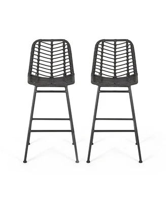 Exclusive Wicker Barstools for Chic Outdoor Ambiance (Set of 2)