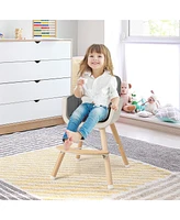 Costway Toddler 3 in 1 Convertible Wooden High Chair Feeding Chair with Cushion