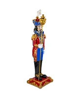 Northlight White and Gold Standing Christmas Nutcracker Soldier Holding a Sceptor 6.5 ft