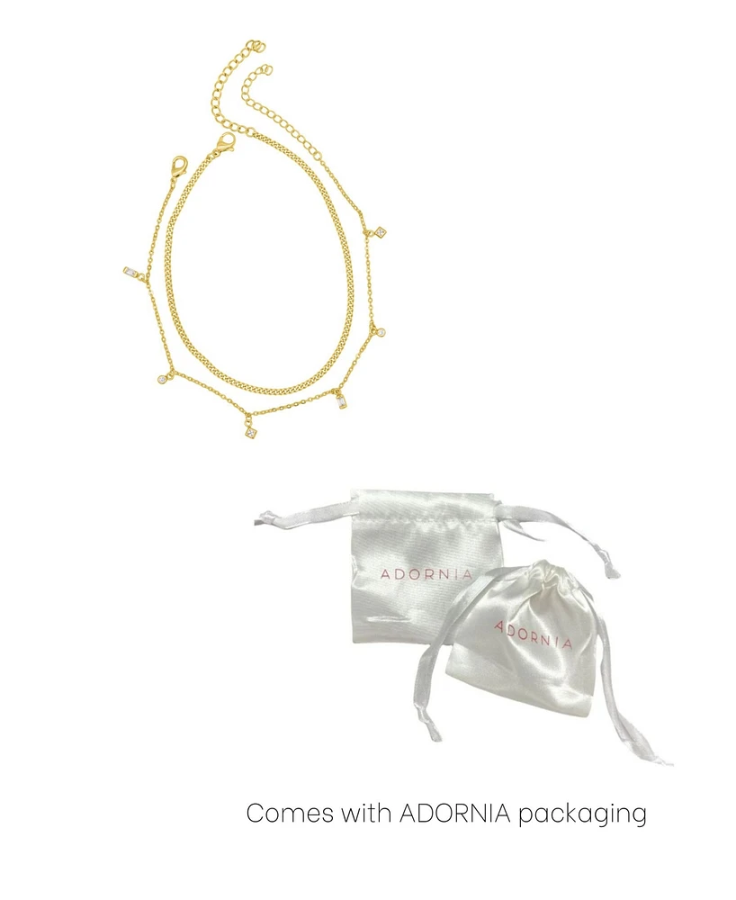 Adornia Gold Adjustable 9-11" Curb Chain and Confetti Dangle Anklet Set