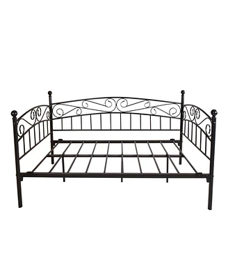 Metal Daybed Frame Multifunctional Mattress Foundation/Bed Sofa With Headboard, Twin, Black