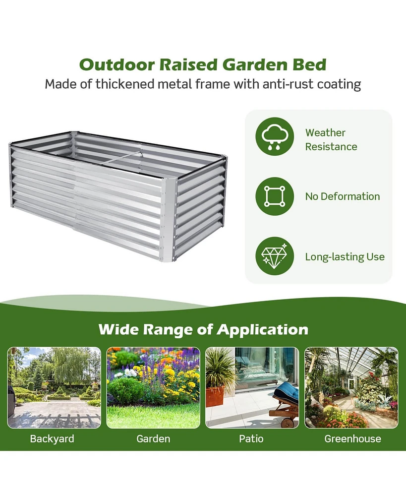 6 x 3 x 2 Feet Rustproof Metal Planter Box with Ground Stakes for Plants