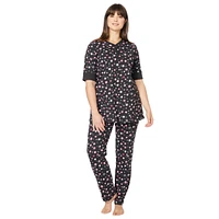 Dreams & Co. Women's Plus Printed Henley Pj Set