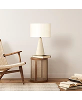 Nathaniel 20" Cement Led Table Lamp with Cream Drum Shade