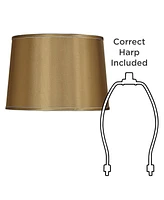 Sydnee Gold with Silver Trim Large Drum Lamp Shade 14" Top x 16" Bottom x 11" Slant (Spider) Replacement with Harp and Finial