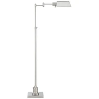 Jenson Traditional Farmhouse Adjustable Pharmacy Light Floor Lamp Swing Arm Standing Base 54" Tall Brushed Nickel Silver Metal for Living Room Re