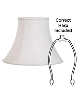 Set of 2 Bell Lamp Shades White Medium 7" Top x 14" Bottom x 11" Slant x 10.5" High Spider with Replacement Harp and Finial Fitting - Springcrest