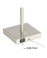 Franco Modern Minimalist Table Lamps 26.5" High Set of 2 with Usb Charging Ports Brushed Nickel White Square Shade for Living Room Bedroom House