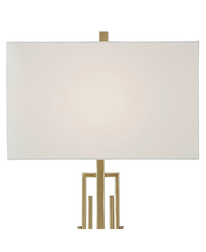 Sonia Modern Table Lamps 29 1/2" Tall Set of 2 with Dual Usb Charging Ports Gold Metal White Rectangular Shade for Bedroom Living Room House Beds