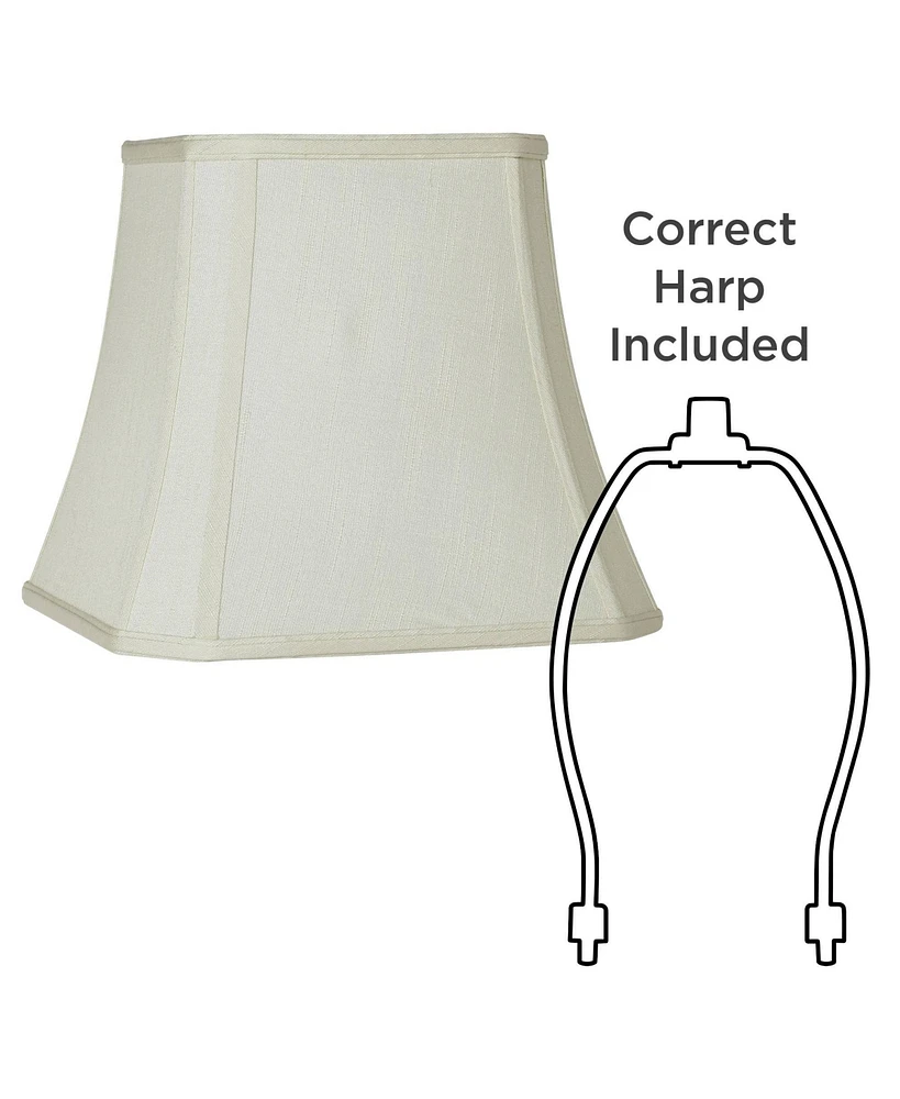 Set of 2 Square Cut Corner Lamp Shades Creme Medium 8" Top x 16" Bottom x 11" Slant x 10.5" High Spider with Replacement Harp and Finial Fitting