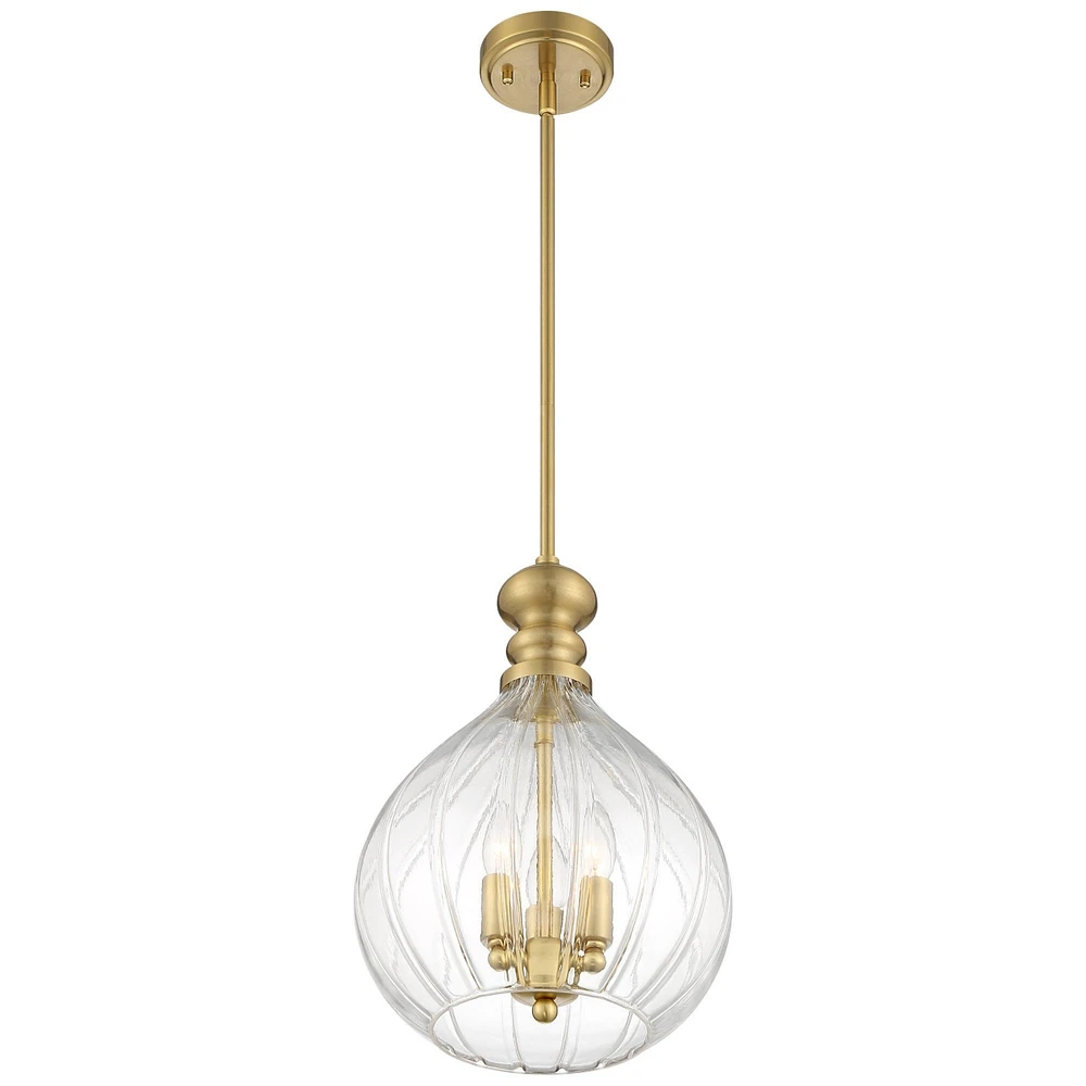 Houten Soft Gold Metal Mini Cluster Pendant Chandelier 11 1/2" Wide Modern Clear Glass Shade 3-Light Fixture for Dining Room House Foyer Entryway Kitc