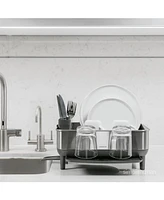 simplehuman Compact Steel Frame Dish Drying Rack with Swivel Spout Drain