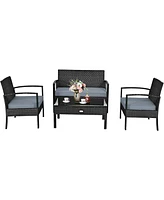 8PCS Patio Rattan Furniture Set Garden Deck