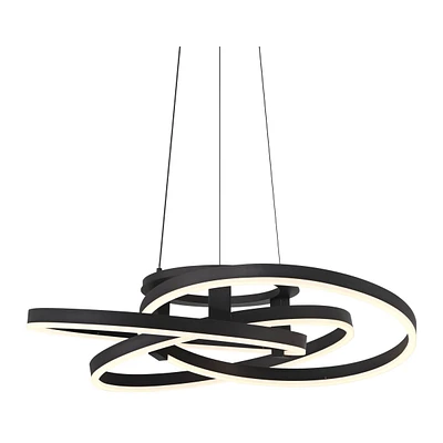 Possini Euro Design McKenna Sanded Black Pendant Lighting 26 1/2" Wide Modern Ribbon Rings Dimmable Led Fixture for Dining Room House Foyer Kitchen Is
