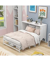 Streamdale Furniture Queen Size Murphy Bed with Built-In Charging Station and a Shelf