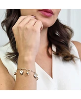 Bling Jewelry Message Love Hearts Charm Bracelet 18K Gold Plated Brass 7.5 Inch
