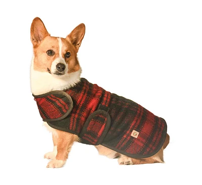 Chilly Dog M Red Plaid Blanket Coat