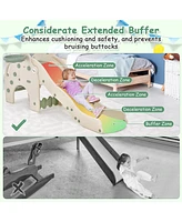3-in-1 Toddler Slide with Buffer Zone Basketball Hoop & Ball Elephant Design