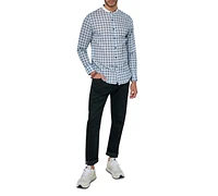 Brooklyn Brigade Men's Jett Moisture-Wicking Abstract Check Button-Down Mandarin Shirt