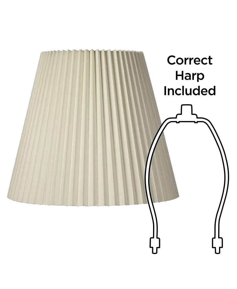Set of 2 Pleated Empire Lamp Shades Ivory Large 10" Top x 17" Bottom x 14.75" High Spider with Replacement Harp and Finial Fitting - Spring crest