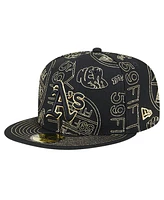 New Era Men's Black Oakland Athletics 59FIFTY Day Allover Fitted Hat