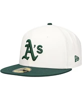 New Era Men's White/Green Oakland Athletics Major Sidepatch 59FIFTY Fitted Hat