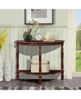 Rustic Console Table Sturdy Pine Wood, Unique Design, Open Shelf Storage