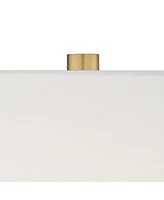 Julia Traditional Buffet Table Lamp 29 1/2" Tall Skinny Gold Column Clear Crystal Glass White Fabric Tapered Square Shade for Living Room Bedroom