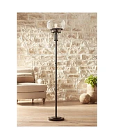 Luz Modern Industrial Edison Bulb Floor Lamp Torchiere 72.5" Tall Oil Rubbed Bronze Clear Glass Standing Bright Lighting for Living Room Reading