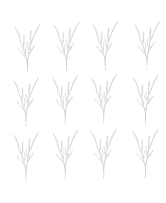 Slickblue Set of 12 Frosted Snow Branches for Seasonal Decor