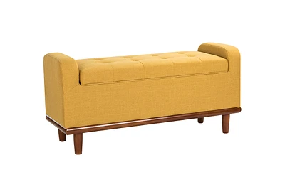 Hulala Home Upholstered Modern Flip Top Storage Bench with Metal Base