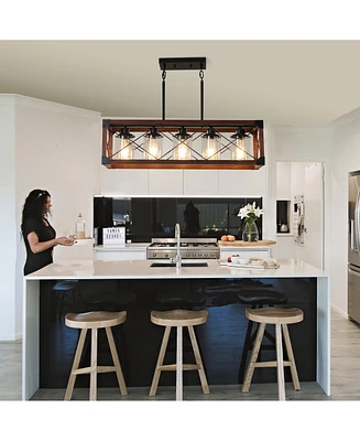 Rustic Farmhouse 5-Light Kitchen Island Chandelier | Industrial Edison Lighting