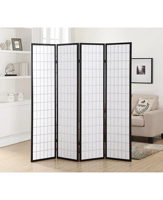 4 Panel Oriental Shoji Screen / Room Divider, Black