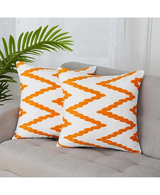 Caromio 2Pcs Chevron Embroidered Decorative Throw Pillow Covers 16" x 16"