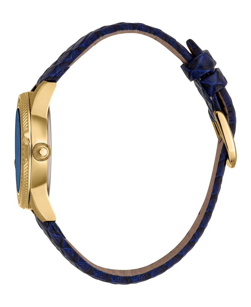 Roberto Cavalli Women's Quartz Blue Leather Watch 32mm